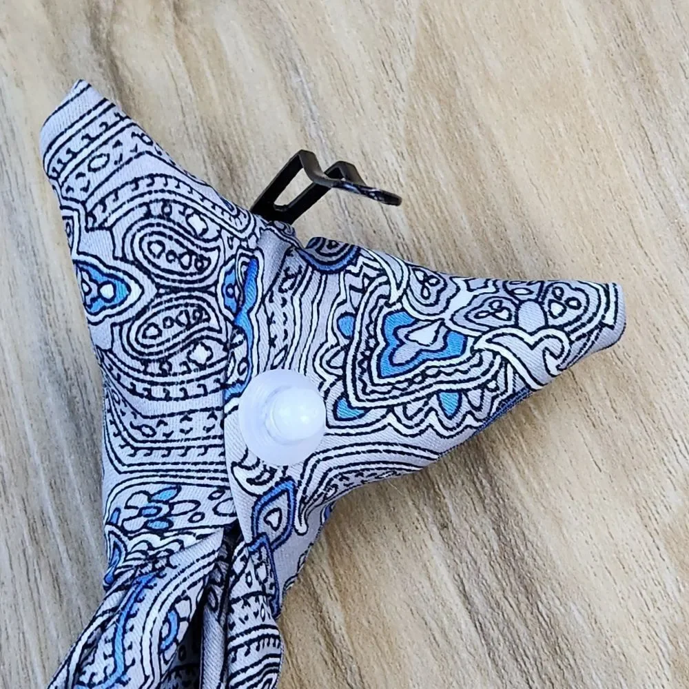 💜Gray & Blue Paisley Pre-Tied Clip-on Tie Youth XLarge
